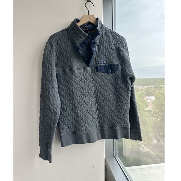 Patagonia Other - Patagonia Gray Quilted Knit Collared Organic Cotton Pullover Sweater Men's M